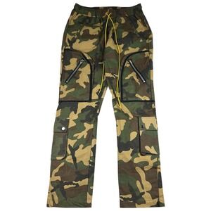MNML Camouflage Cargo Pants Men's XL Zip Pockets Drawstring Waist 33in Inseam